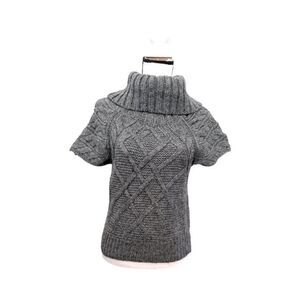 Ann Taylor Loft Womens Gray Wool Solid Cowl Neck Short Sleeve Sweaters Size XXSP